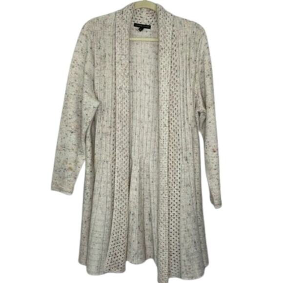 Adrienne Vittadini cream and sprinkle color knit long cardigan size 1X - Picture 1 of 8